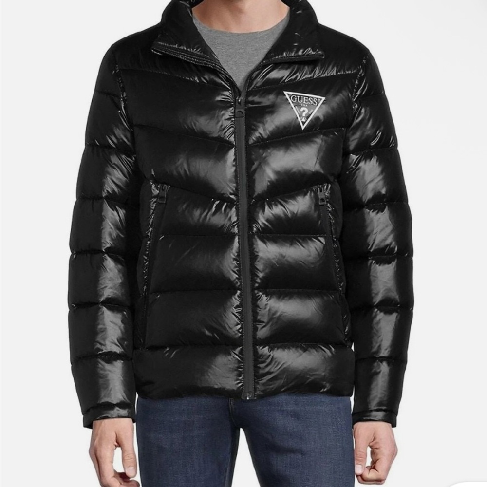 GUESS Men's Shiny Black Puffer Coat, NWOT